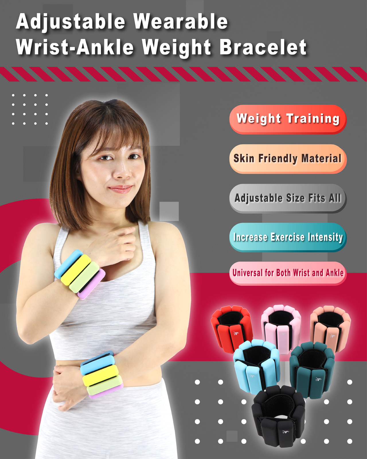 Instructions - Adjustable Wearable Wrist-Ankle Weight Bracelet